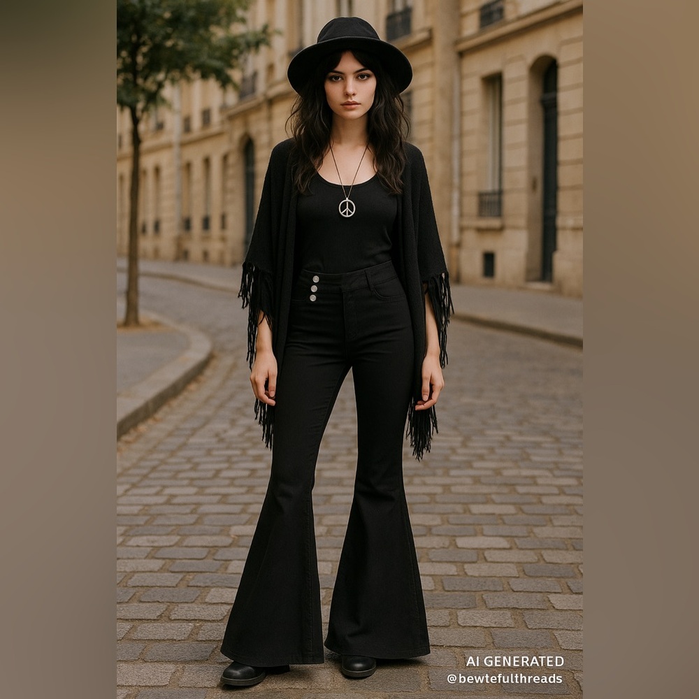 Almost Famous Black Flare Pants Junior 11 (Fits Women’s M) Tall Inseam Y2K Retro
